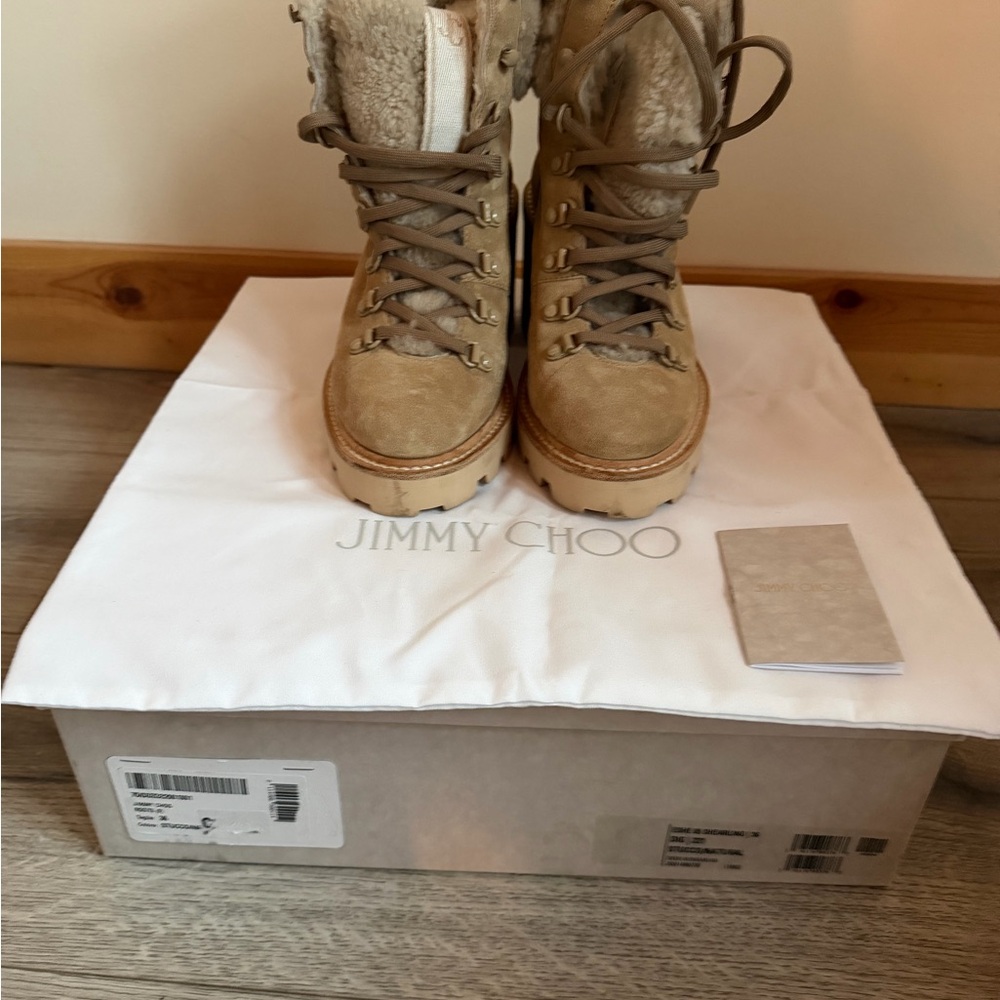 Jimmy Choo Beige Lace-Up Boots